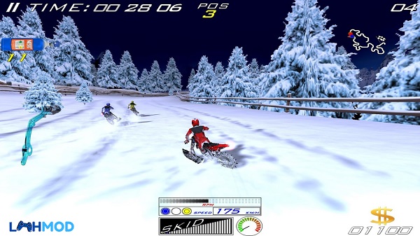 Answer questions about the game XTrem SnowBike Mod
