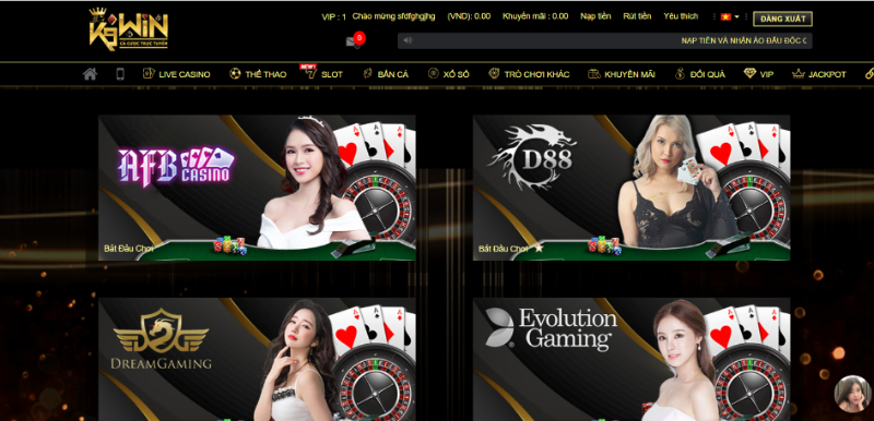 Sảnh K9WIN online casino