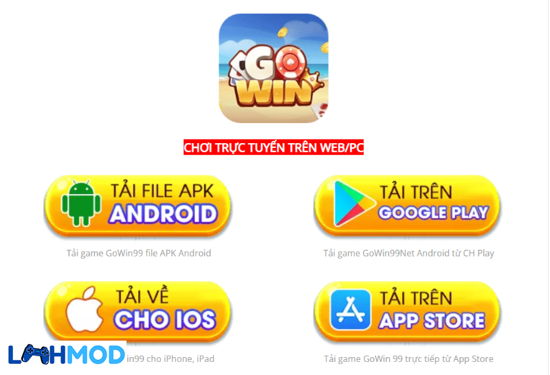 Tải app Gowin 99 cho điện thoại IOS và Android